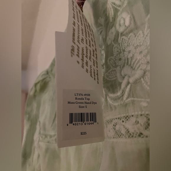 Ronda Embroidered Sleeve Blouse— Love Shack Fancy (Moss Green) - Picture 10 of 12